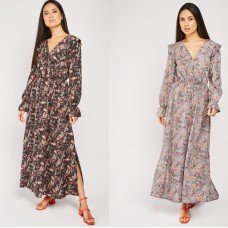 LONG SLEEVED PRINTED MAXI DRESS